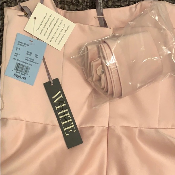 Vera Wang Satin & Matte Crepe Peplum Dress w/Sash - Picture 7 of 7